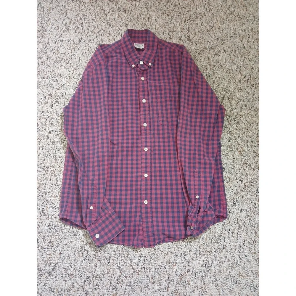 J Crew SDress Shirt Button Up Plaid Long Sleeve Mens Sz M